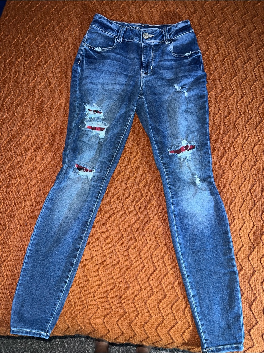 Maurices Blue Ripped Skinny Jeans